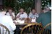Jim Parker (white shirt) and Clinton Downing enjoying an evening at Snappers Seafood Restaurant.